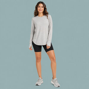Athleta Size Small S Gray Move With Ease Crew Long Sleeve Knit Active Top